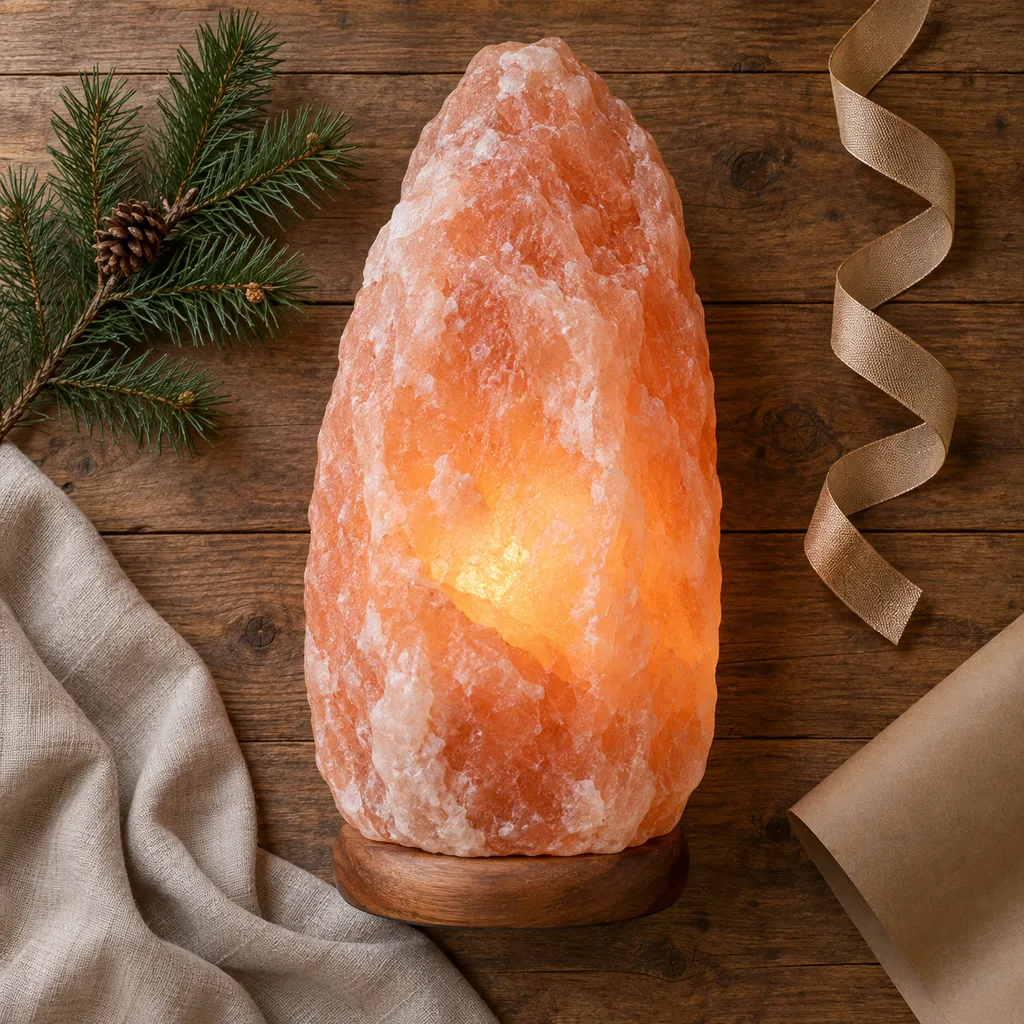 Representative photo-style image of large floor standing salt lamp — generated, not a specific product