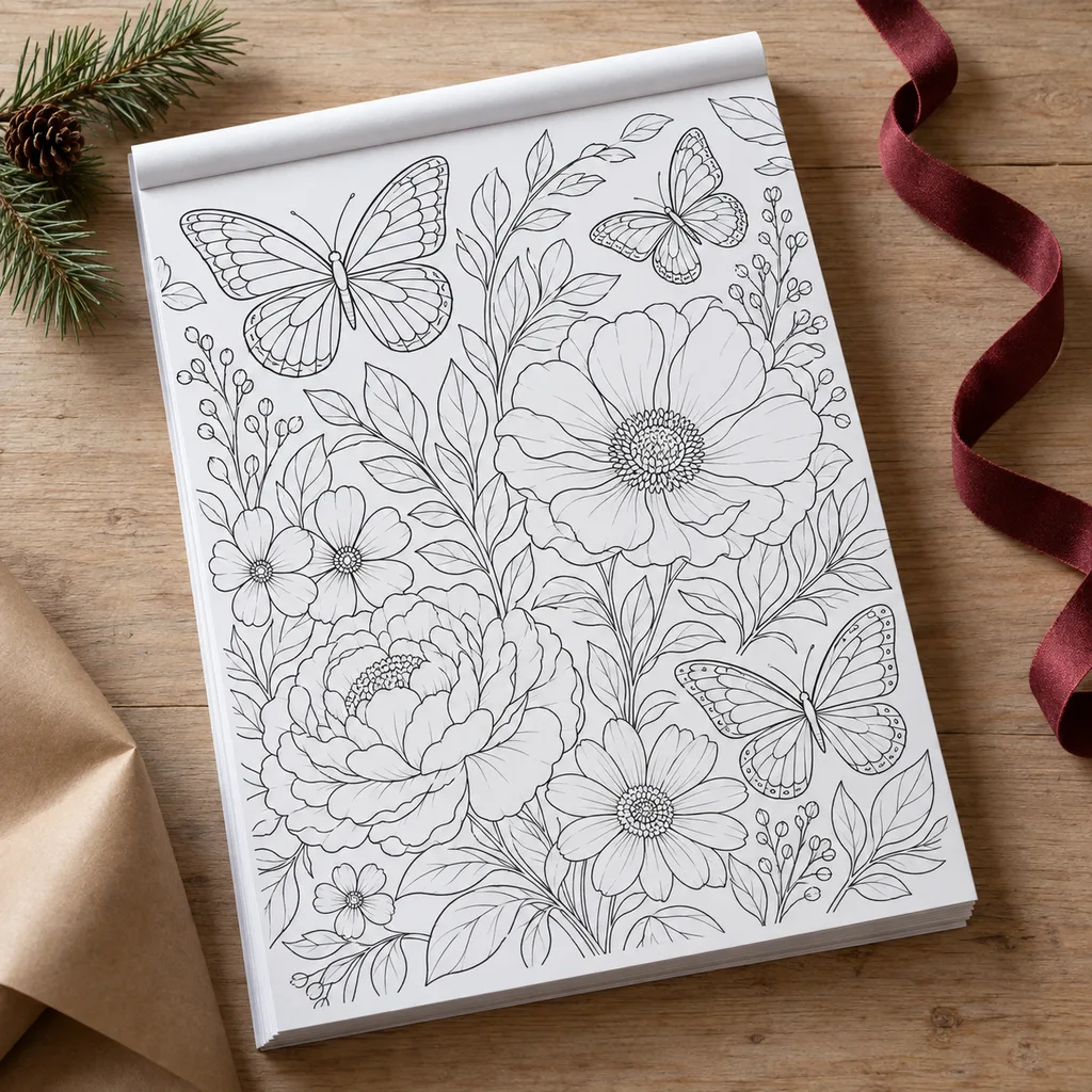 Representative photo-style image of large format coloring pad — generated, not a specific product