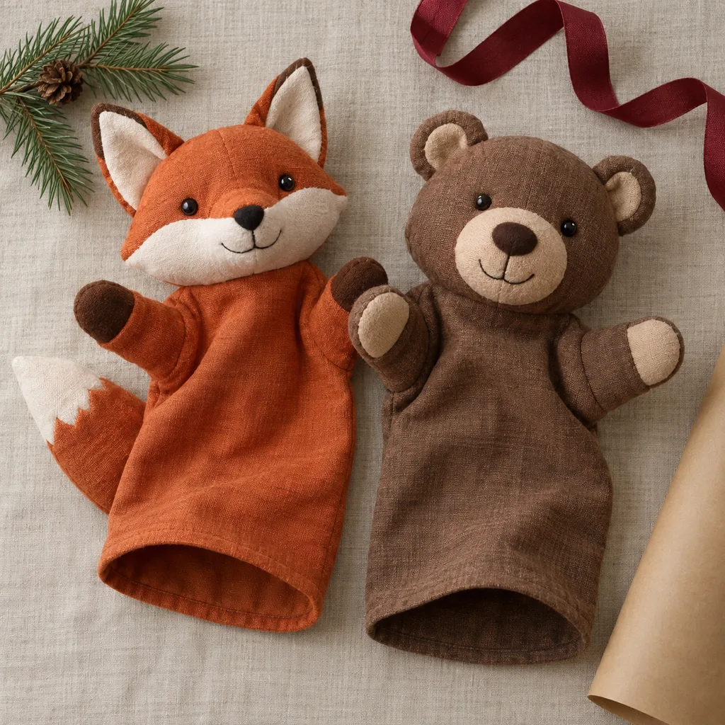 Representative photo-style image of large glove puppets — generated, not a specific product