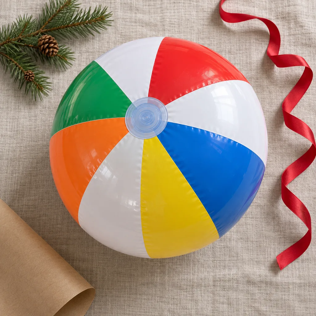 Representative photo-style image of large inflatable beach ball — generated, not a specific product