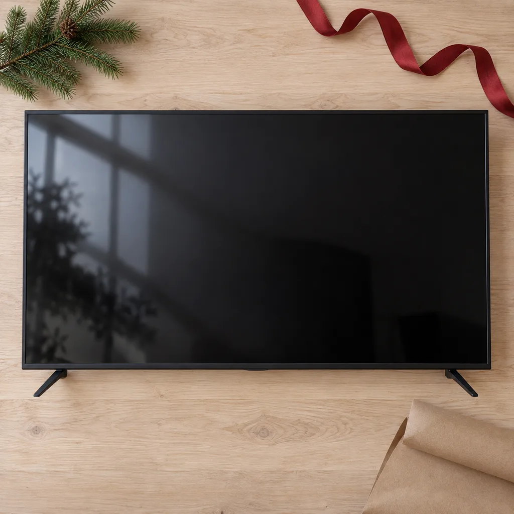 Representative photo-style image of large screen smart television — generated, not a specific product