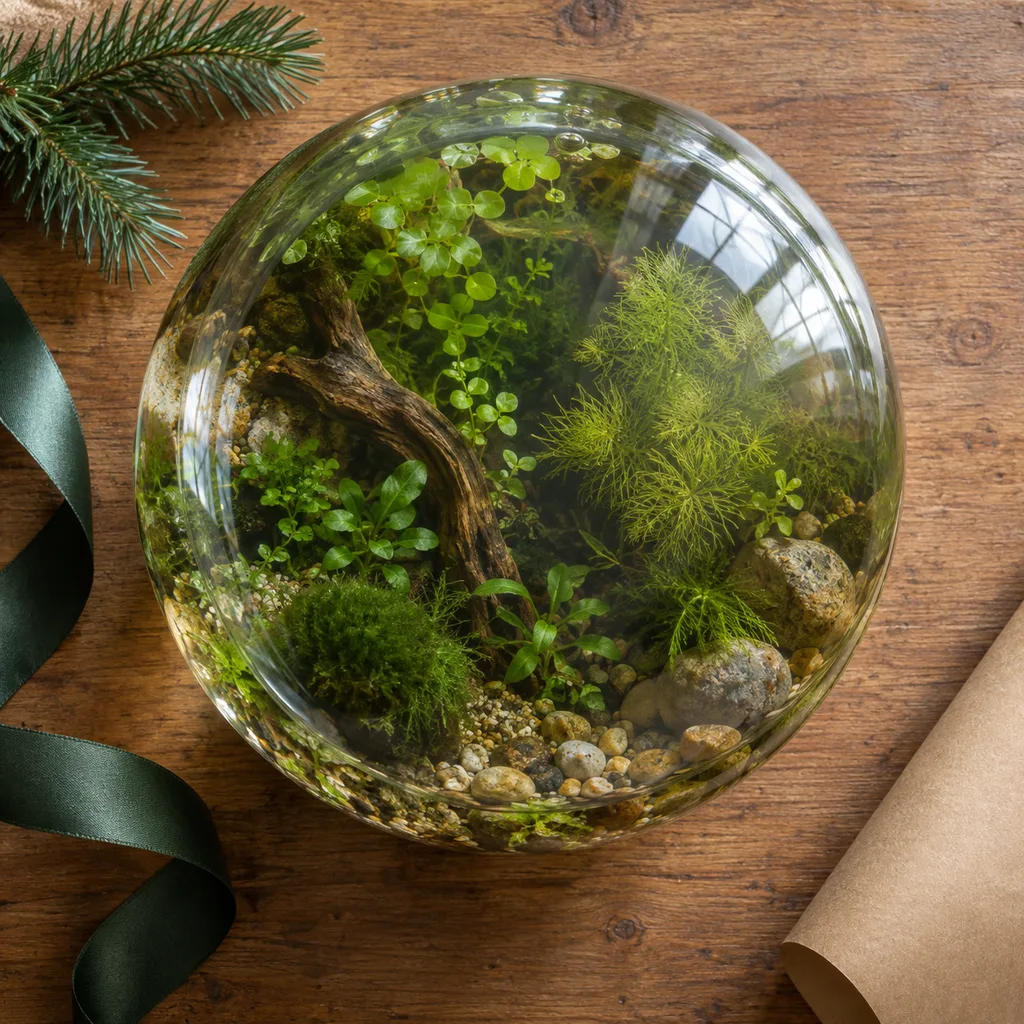 Representative photo-style image of large spherical living ecosystem — generated, not a specific product