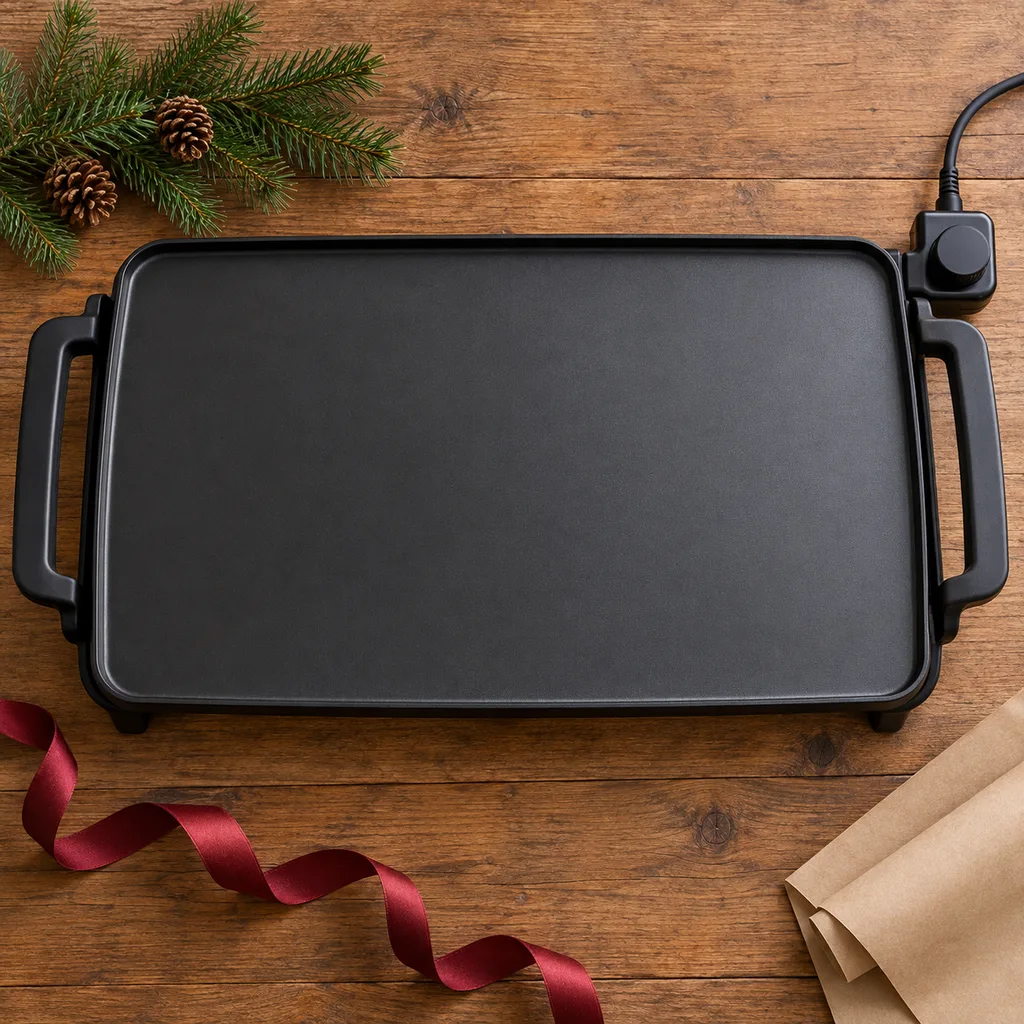 Representative photo-style image of large surface electric griddle — generated, not a specific product