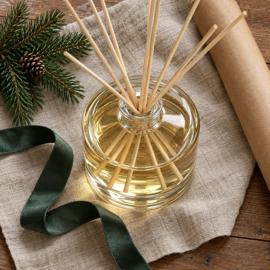 Representative photo-style image of large volume reed diffuser — generated, not a specific product