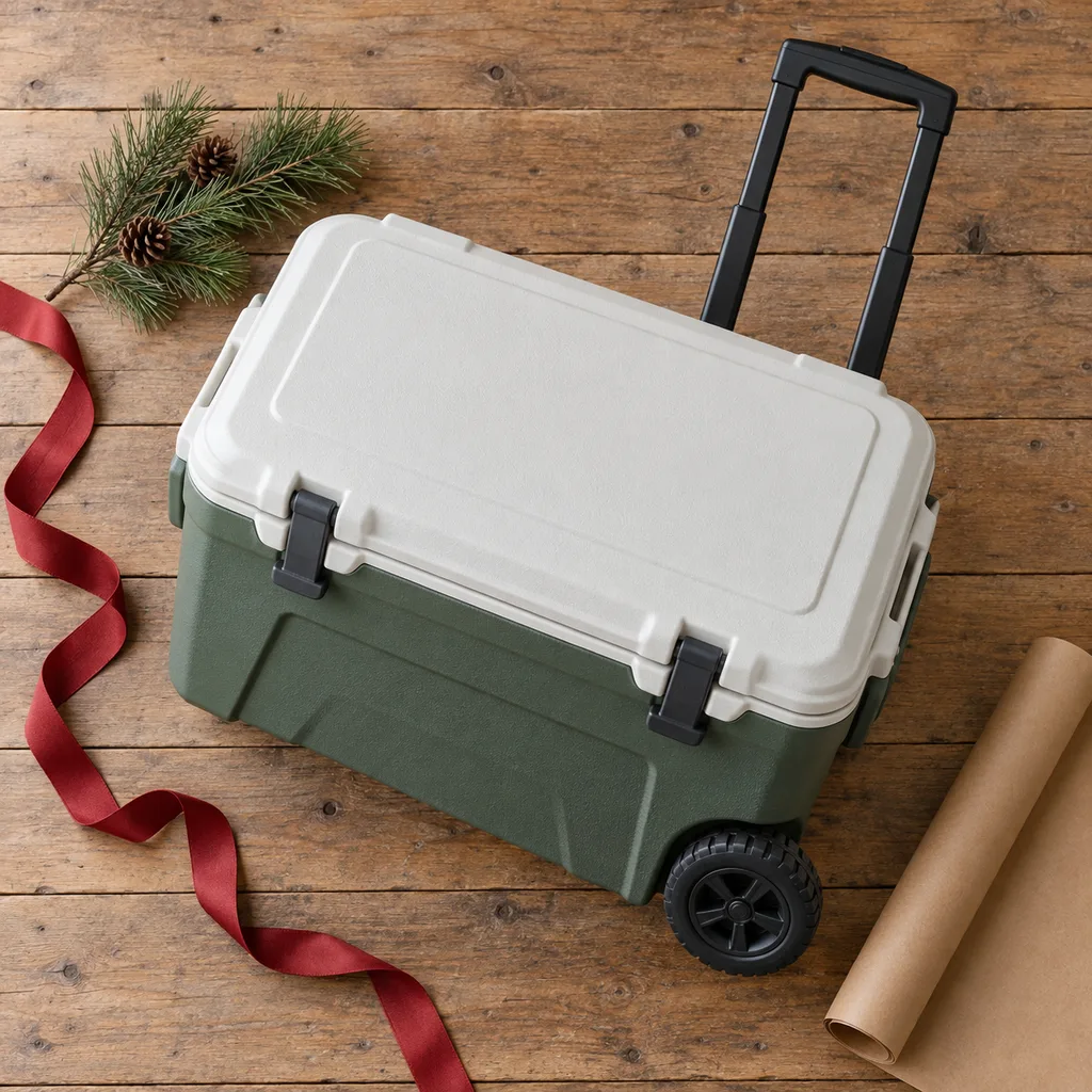 Representative photo-style image of large wheeled cooler chest — generated, not a specific product