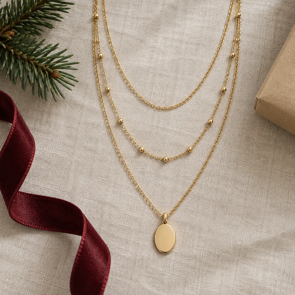 Representative photo-style image of layered necklace set — generated, not a specific product