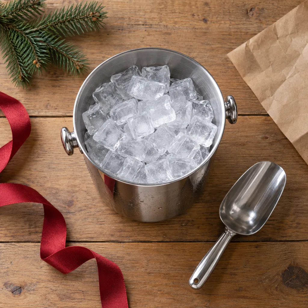 Representative photo-style image of ice bucket with scoop — generated, not a specific product