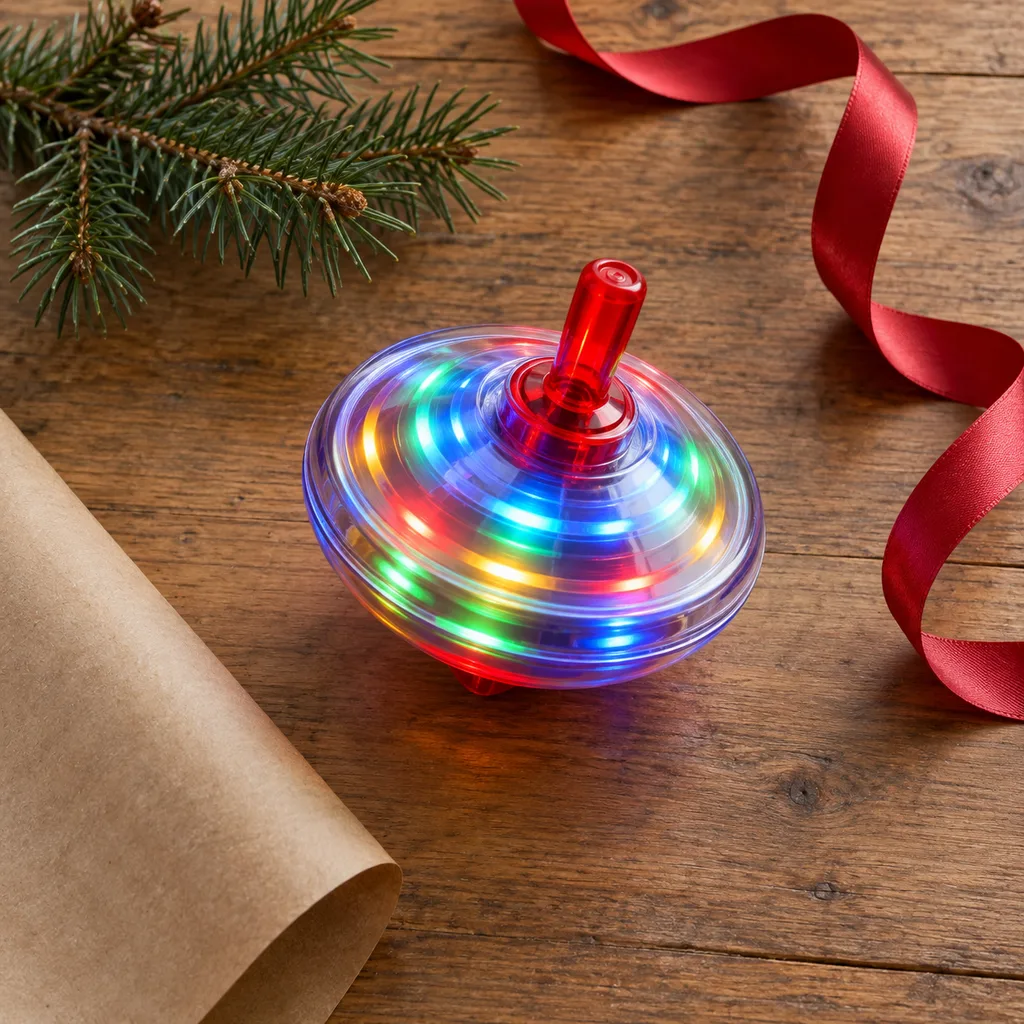 Representative photo-style image of light-up led spinning top — generated, not a specific product