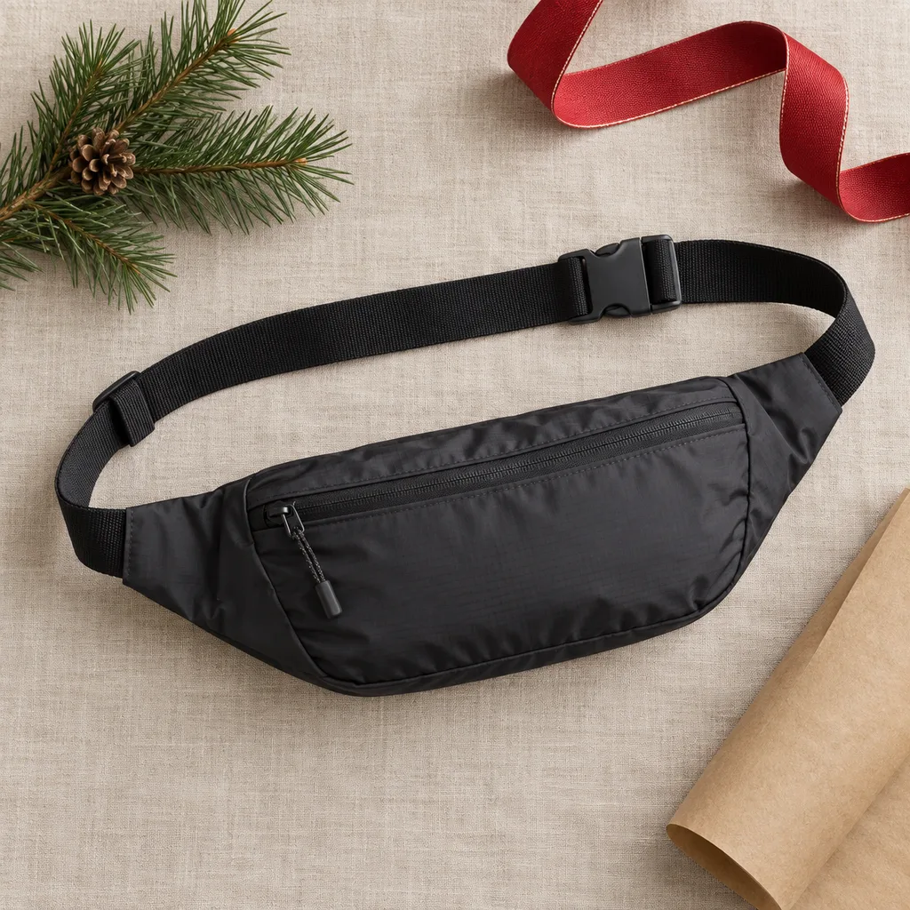 Representative photo-style image of lightweight athletic runner's hip pack — generated, not a specific product