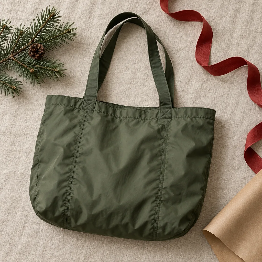 Representative photo-style image of lightweight nylon travel tote — generated, not a specific product