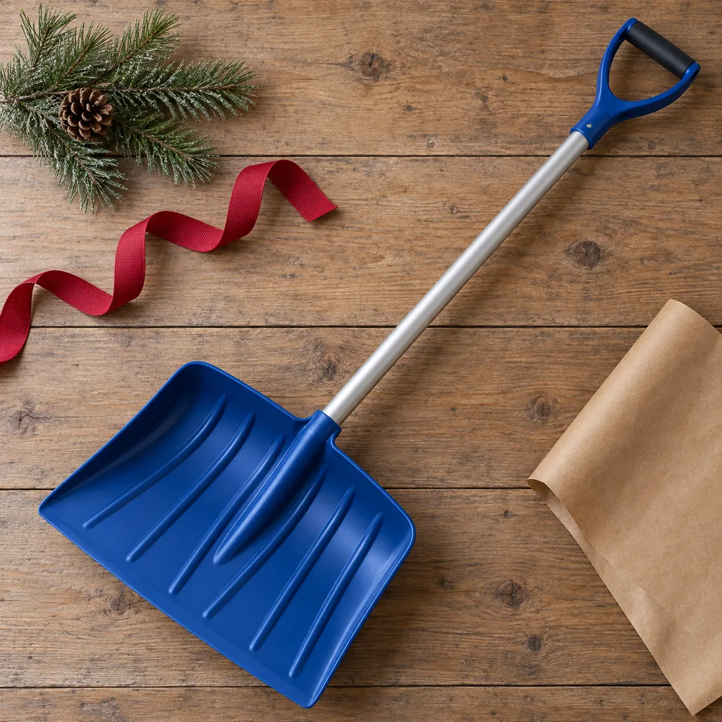 Representative photo-style image of lightweight snow shovel — generated, not a specific product