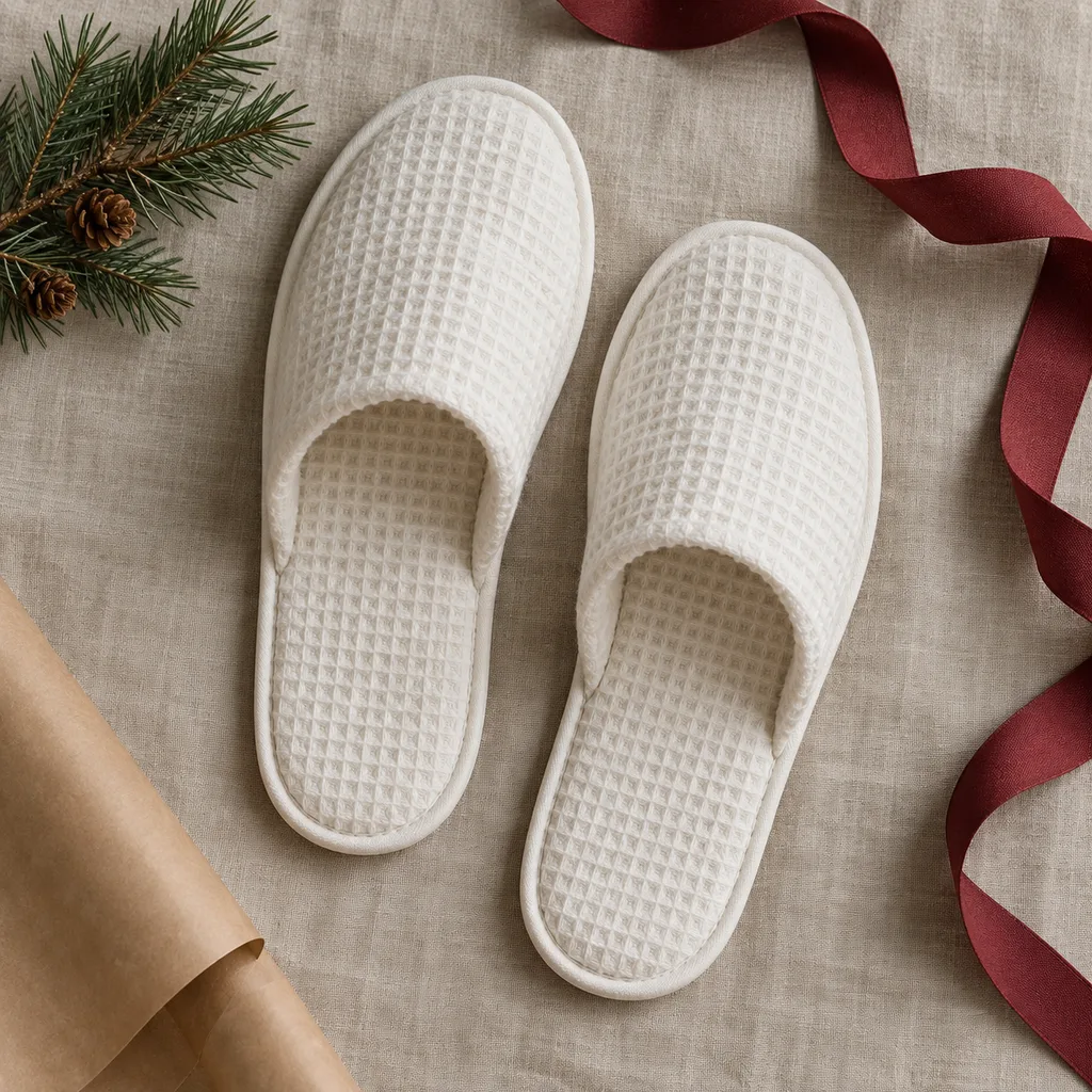 Representative photo-style image of lightweight spa style slippers — generated, not a specific product