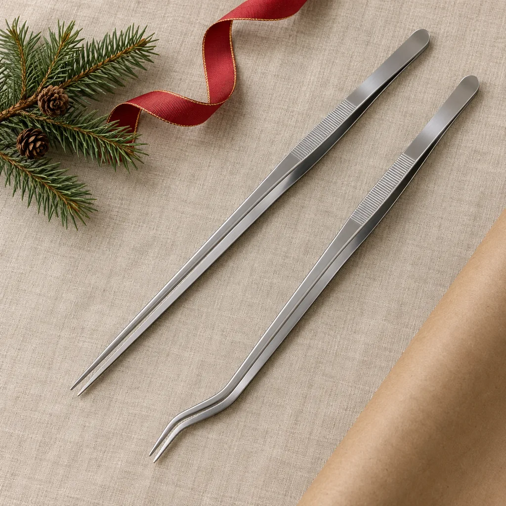 Representative photo-style image of long reptile feeding tongs set — generated, not a specific product