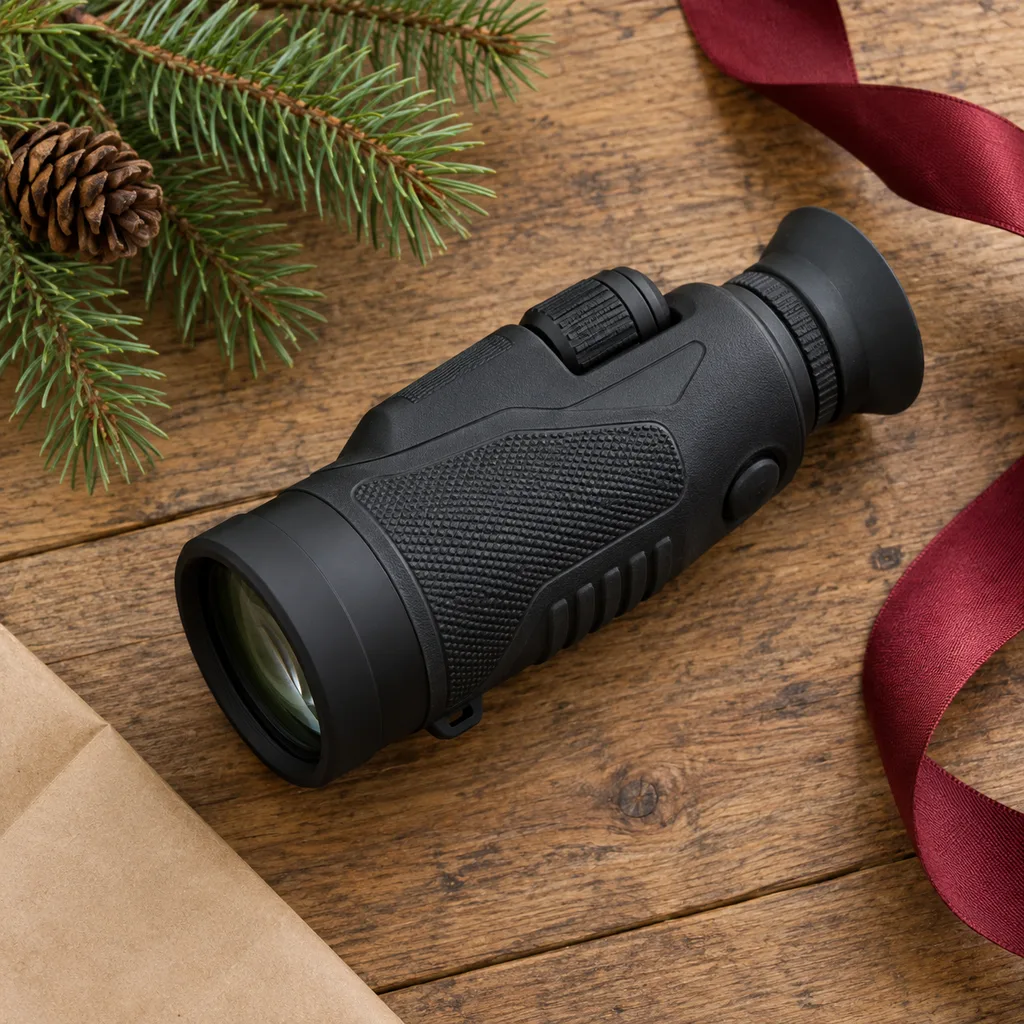 Representative photo-style image of low-light vision monocular — generated, not a specific product