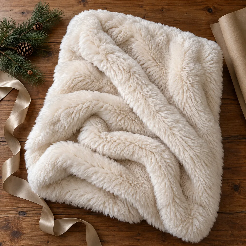 Representative photo-style image of luxurious faux fur throw — generated, not a specific product
