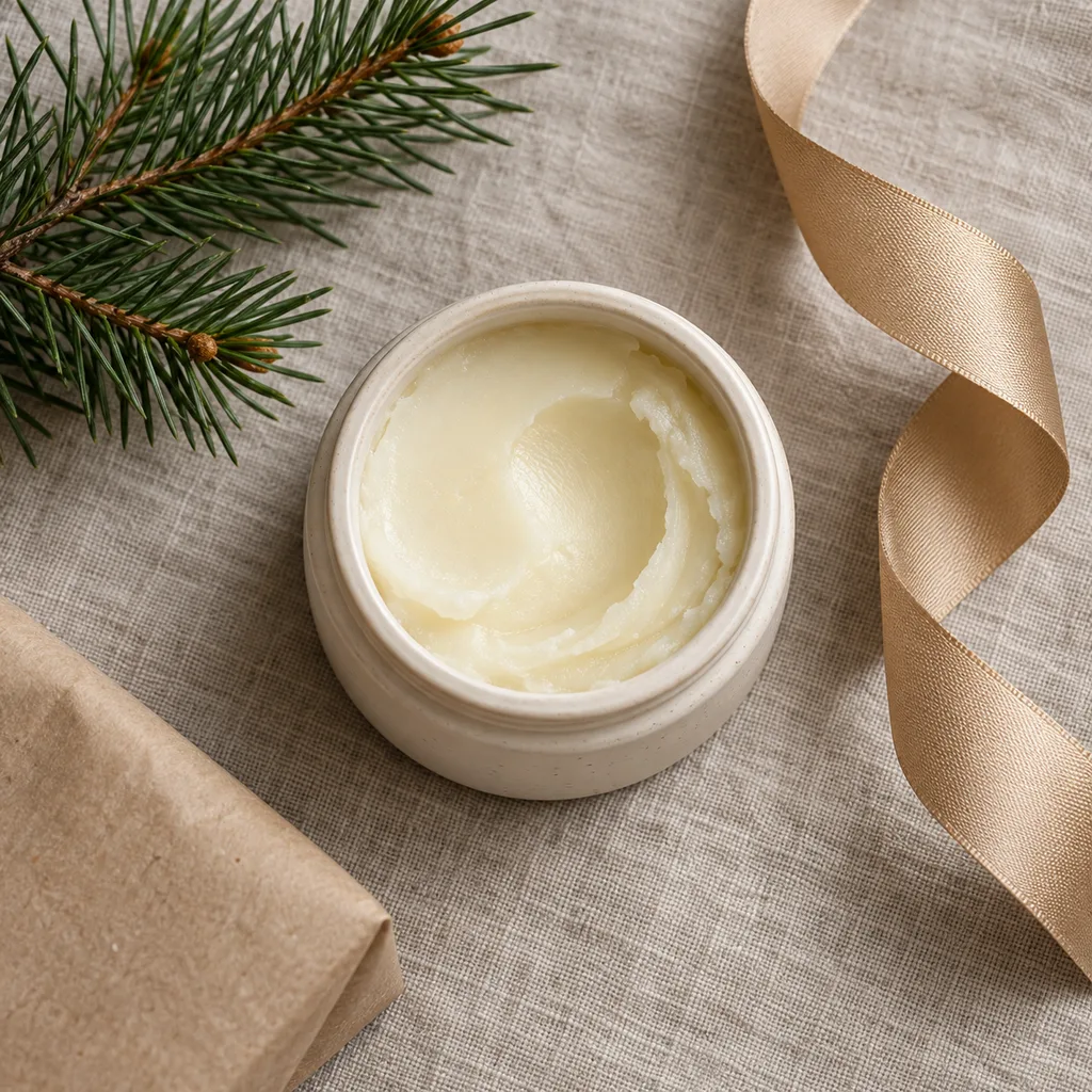 Representative photo-style image of luxurious solid cleansing balm — generated, not a specific product