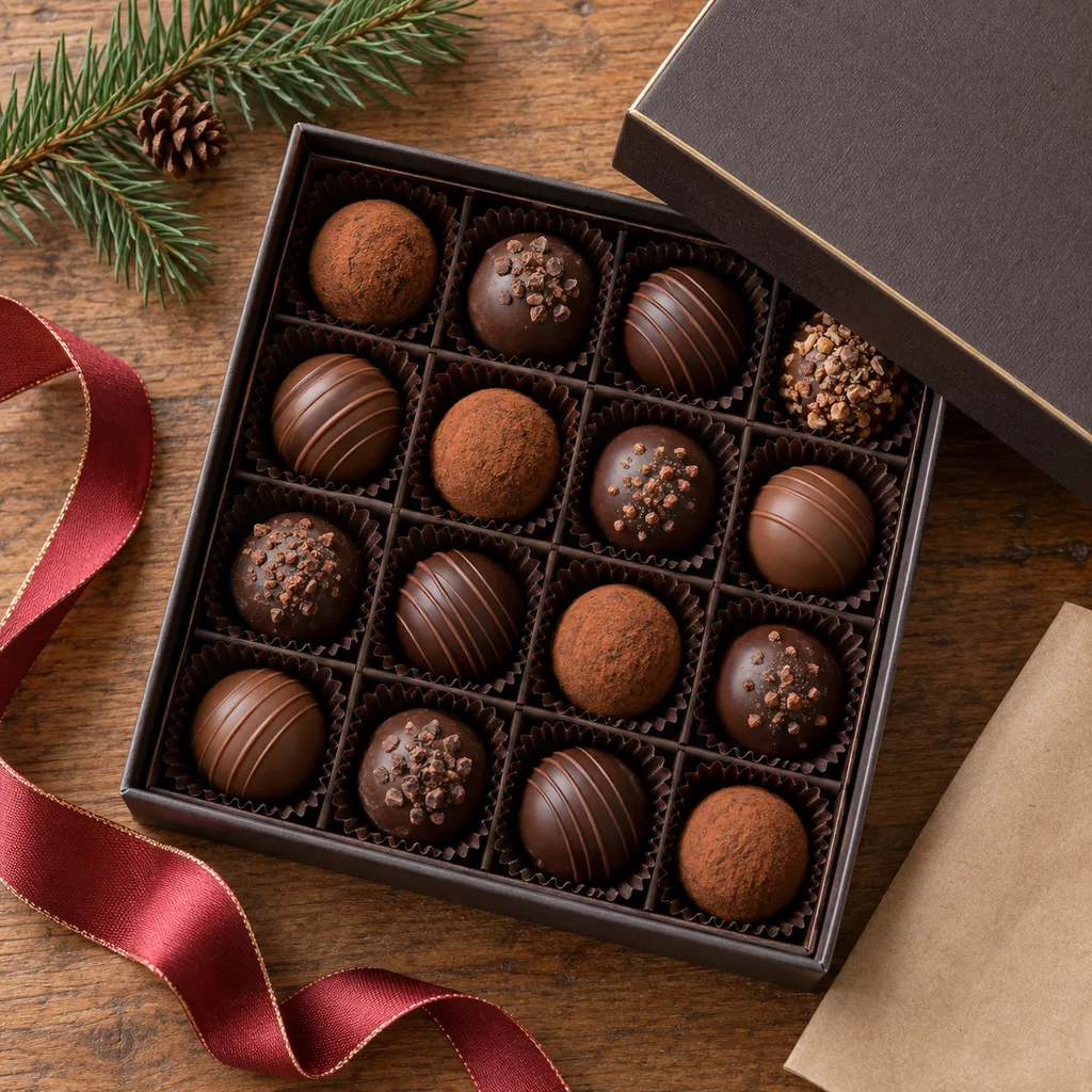 Representative photo-style image of luxury chocolate truffle box — generated, not a specific product