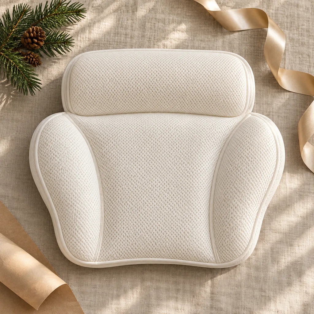 Representative photo-style image of luxury spa bathtub pillow — generated, not a specific product