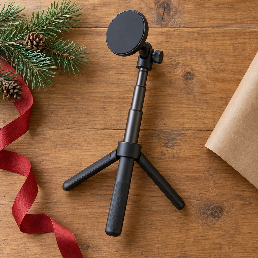 Representative photo-style image of magnetic phone mount tripod — generated, not a specific product