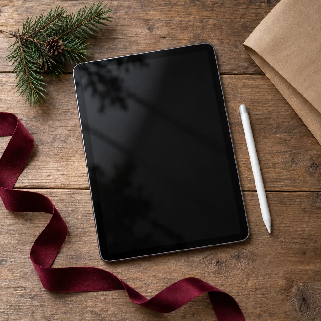 Representative photo-style image of tablet with stylus — generated, not a specific product