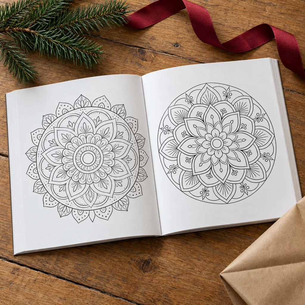 Representative photo-style image of mandala relaxation coloring book — generated, not a specific product