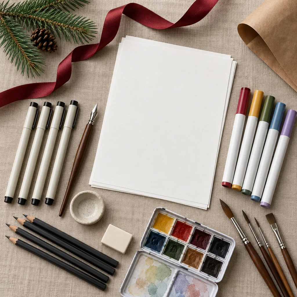 Representative photo-style image of manga drawing supplies — generated, not a specific product
