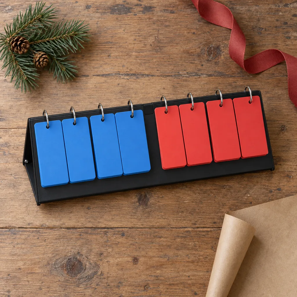 Representative photo-style image of manual table tennis scoreboard — generated, not a specific product