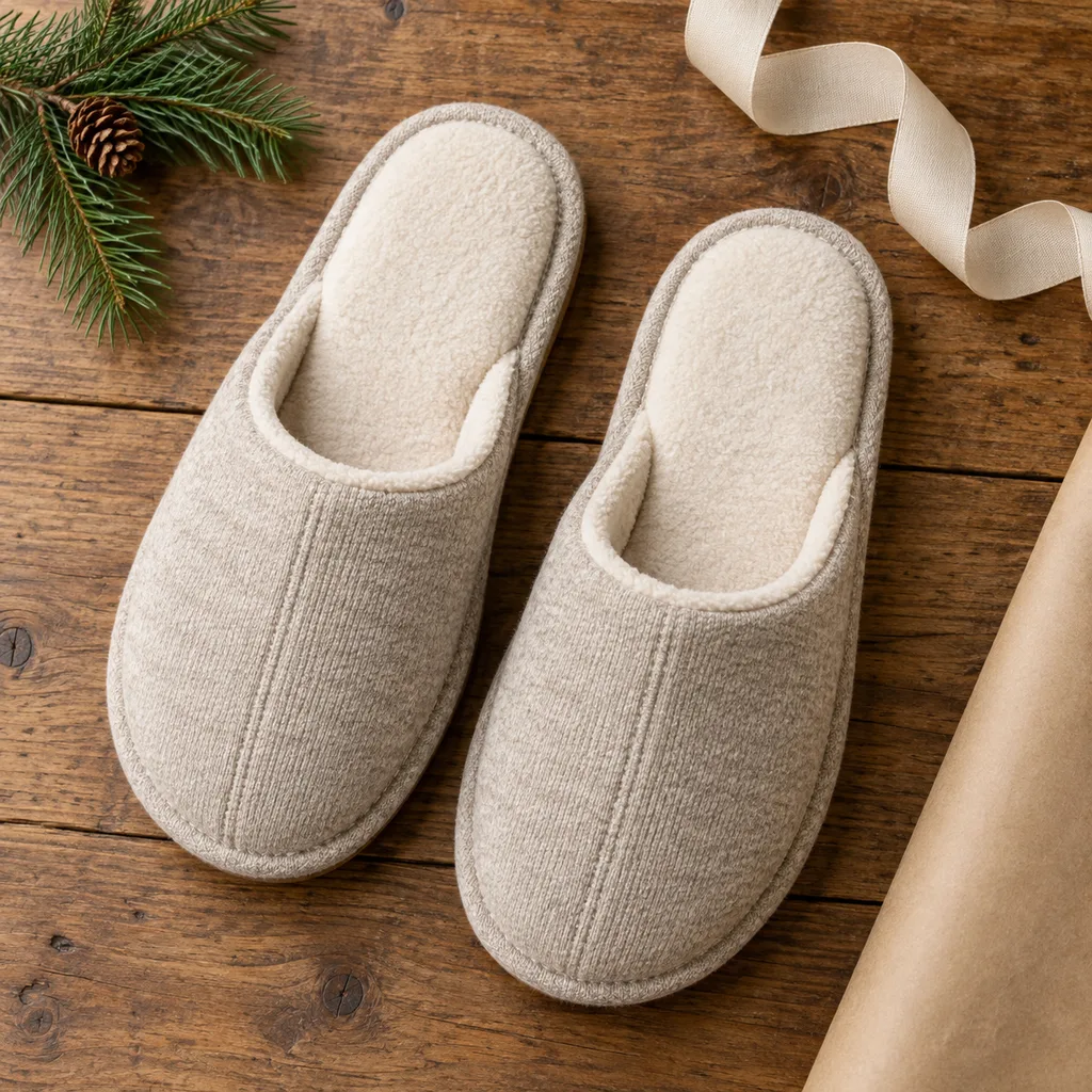 Representative photo-style image of memory foam cushioned slippers — generated, not a specific product