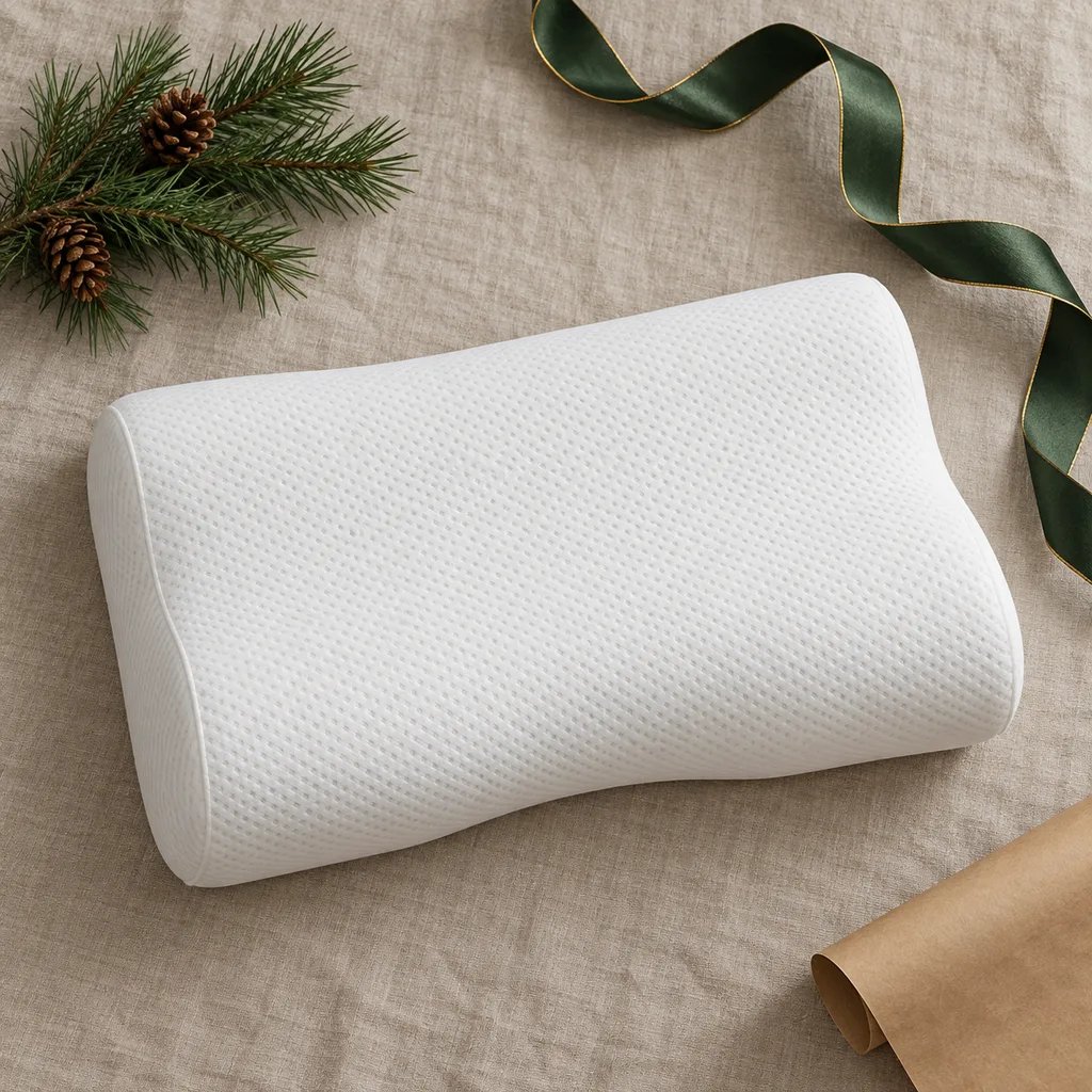 Representative photo-style image of memory foam sleeping pillow — generated, not a specific product