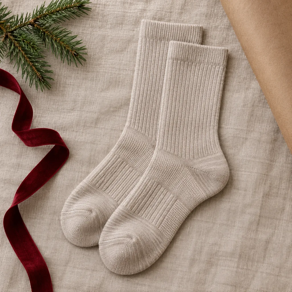 Representative photo-style image of mild compression support crew socks — generated, not a specific product