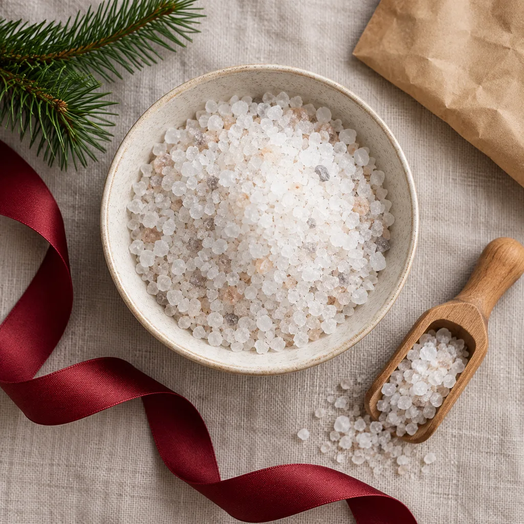 Representative photo-style image of mineral-rich sea salt foot soak — generated, not a specific product