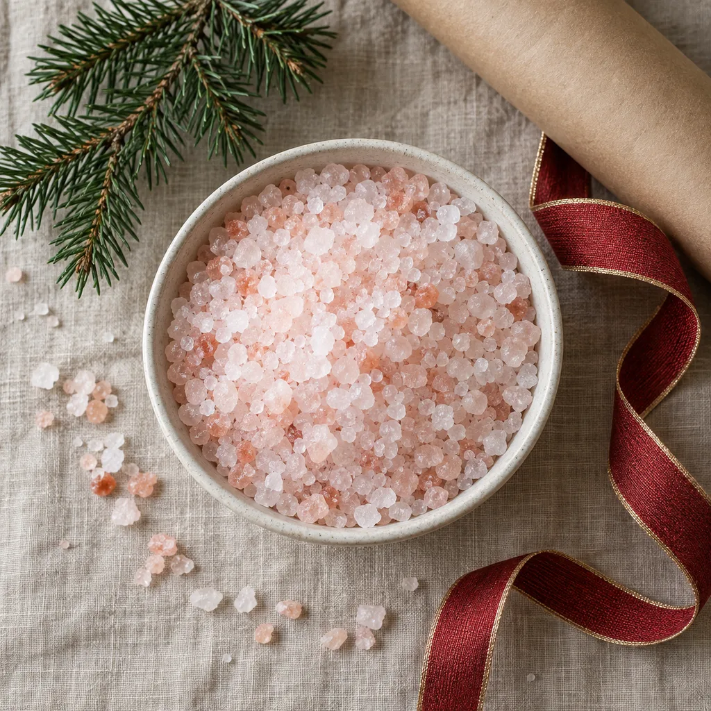 Representative photo-style image of mineral-rich soaking bath salts — generated, not a specific product