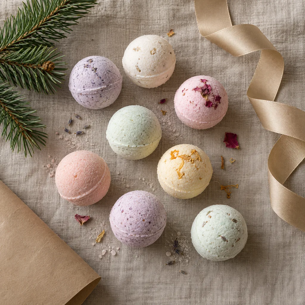 Representative photo-style image of mini bath bombs — generated, not a specific product