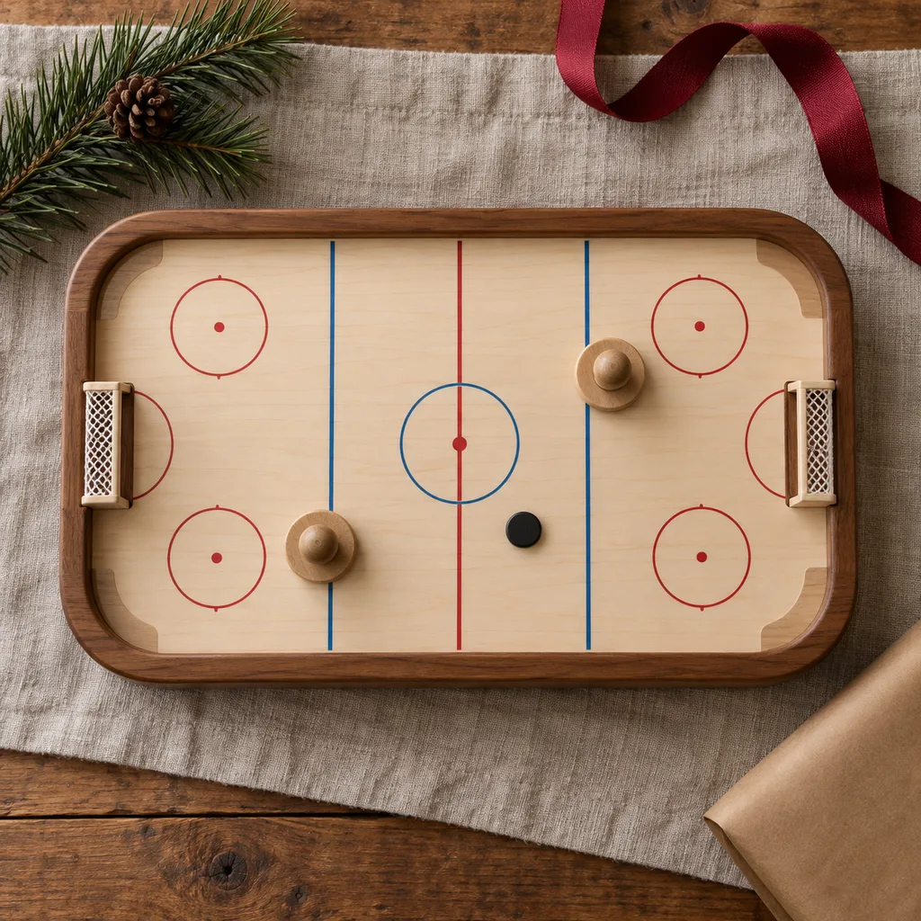 Representative photo-style image of miniature tabletop sports game — generated, not a specific product