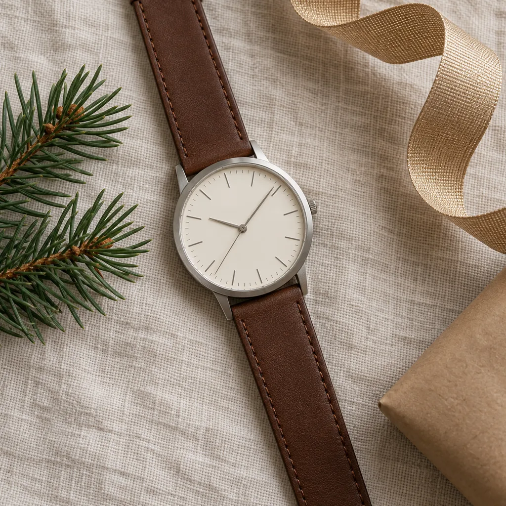 Representative photo-style image of minimalist design watch — generated, not a specific product