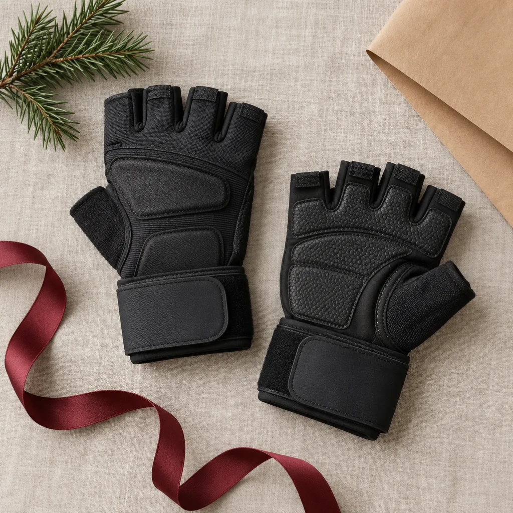 Representative photo-style image of minimalist gym hand grips — generated, not a specific product