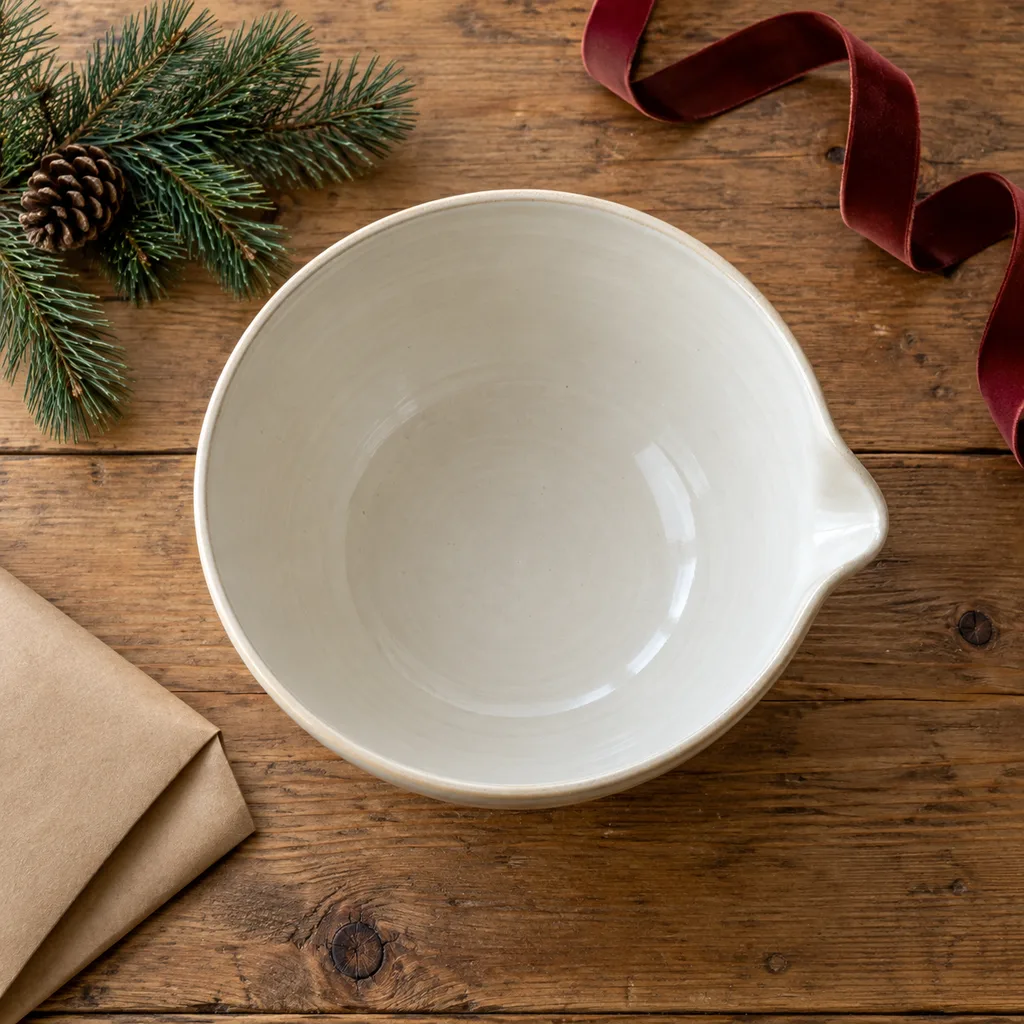Representative photo-style image of mixing bowl with spout — generated, not a specific product