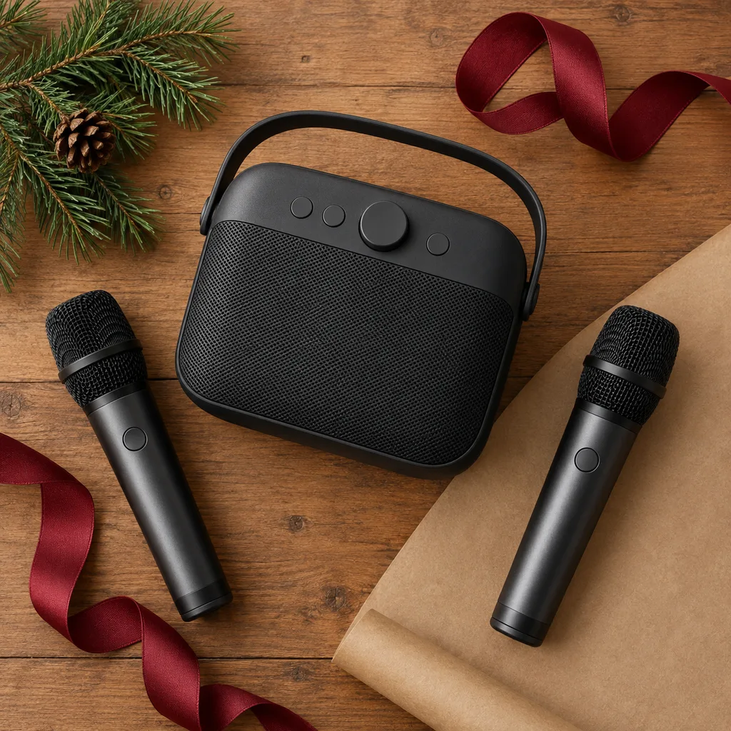 Representative photo-style image of karaoke device — generated, not a specific product