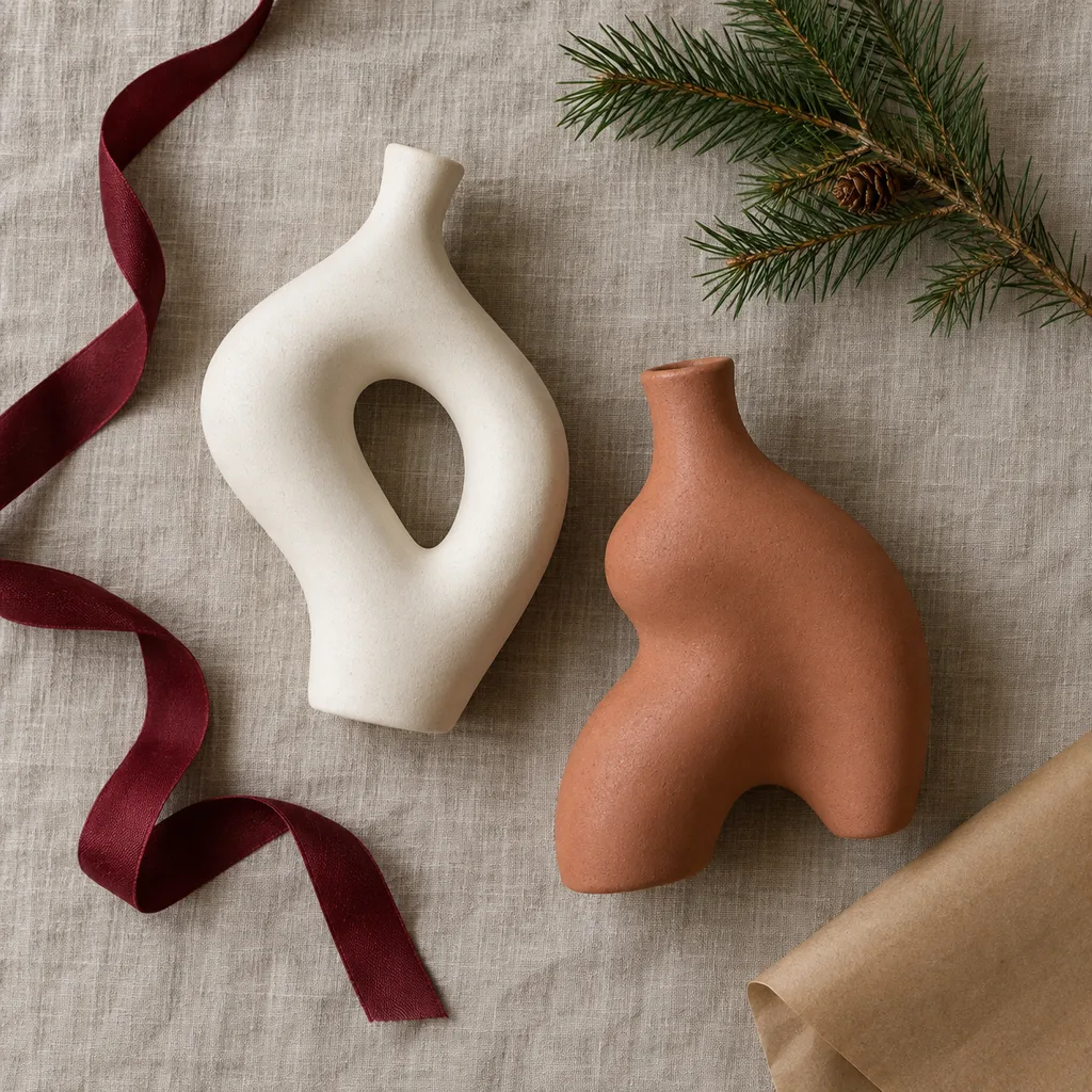 Representative photo-style image of modern abstract decorative sculptures — generated, not a specific product