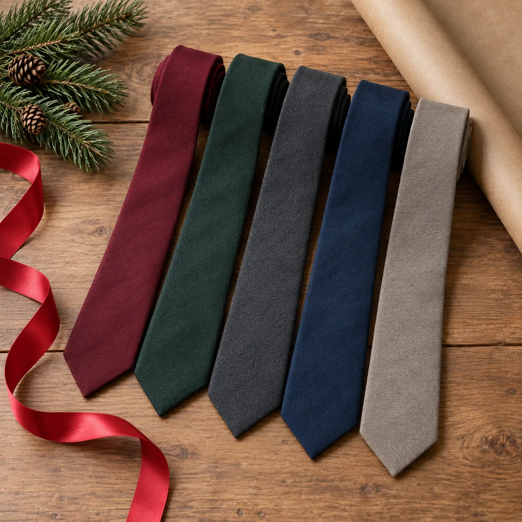 Representative photo-style image of skinny neckties — generated, not a specific product