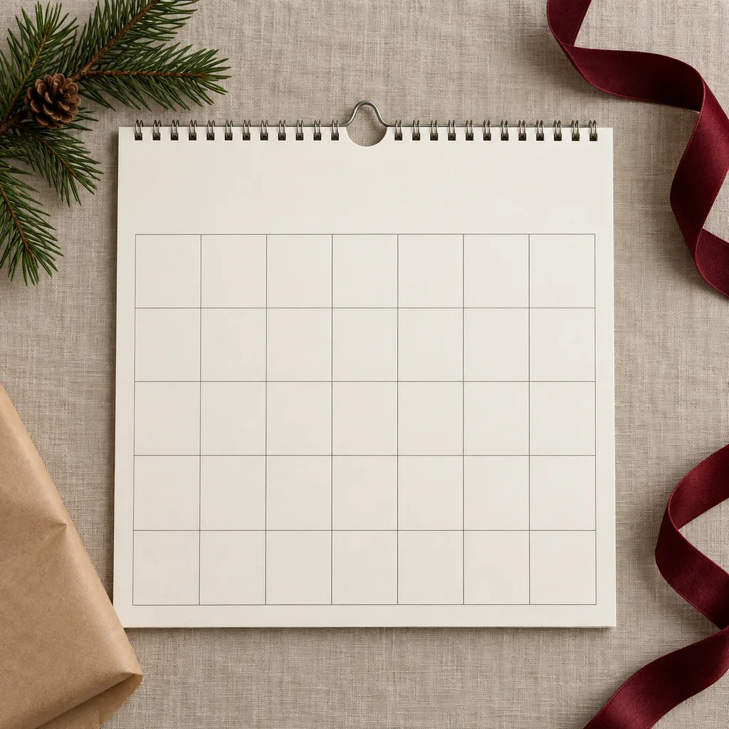 Representative photo-style image of monthly wall calendar planner — generated, not a specific product