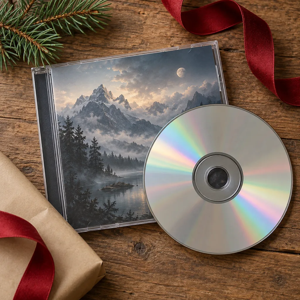 Representative photo-style image of movie or game soundtrack music cd — generated, not a specific product