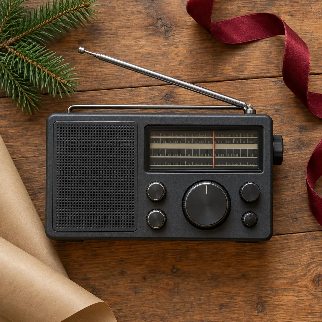 Representative photo-style image of multi-band shortwave radio — generated, not a specific product