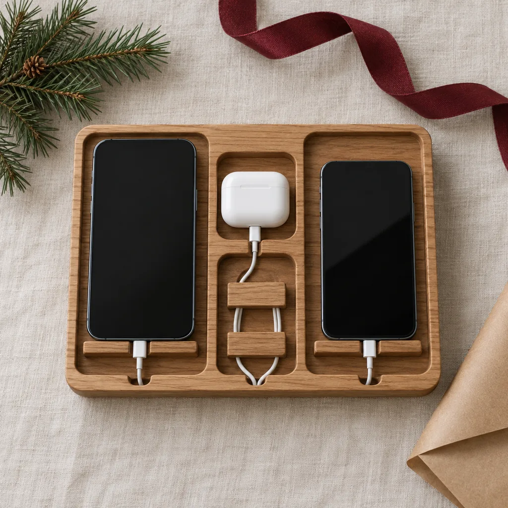 Representative photo-style image of multi device charging station organizer — generated, not a specific product
