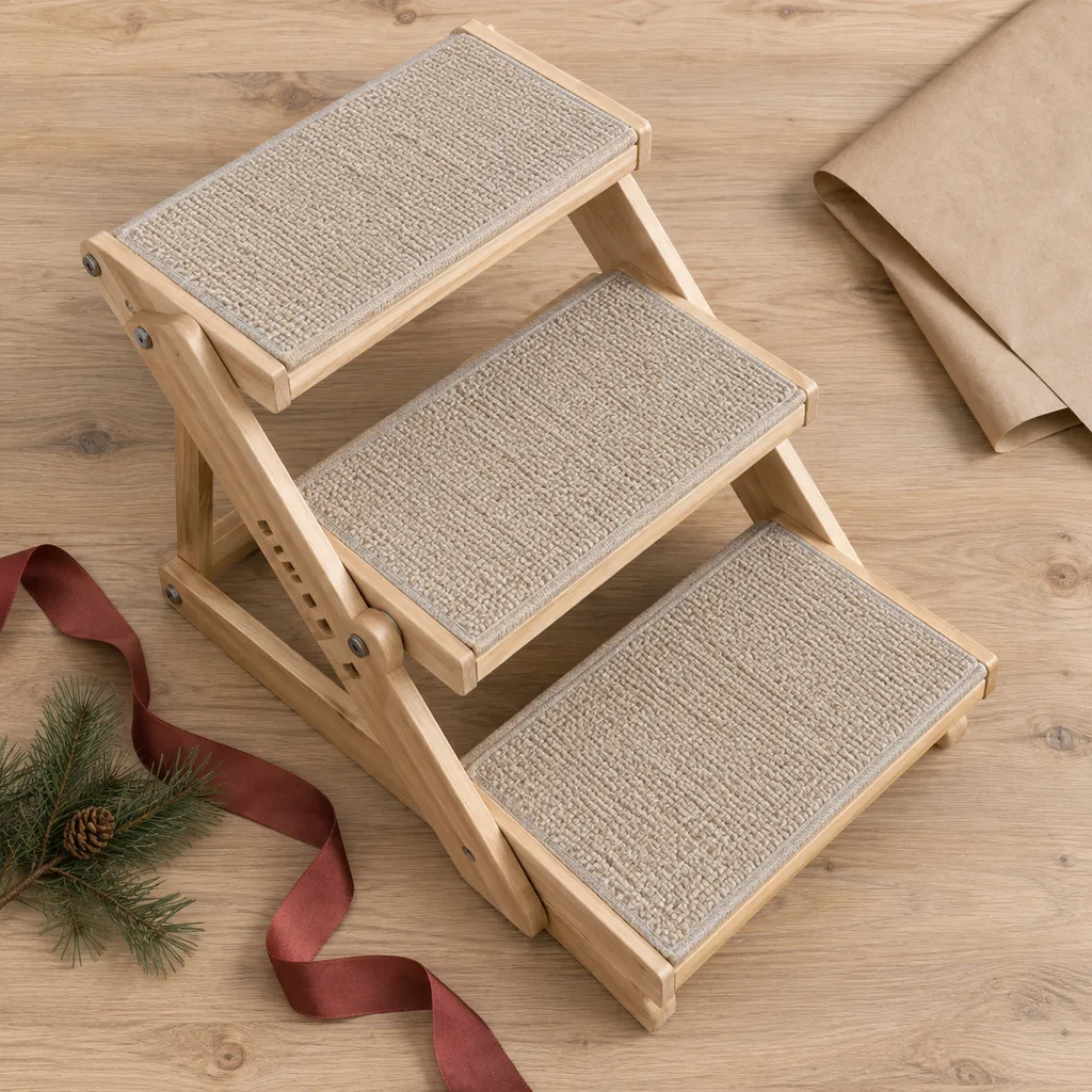 Representative photo-style image of multi-level adjustable pet steps — generated, not a specific product