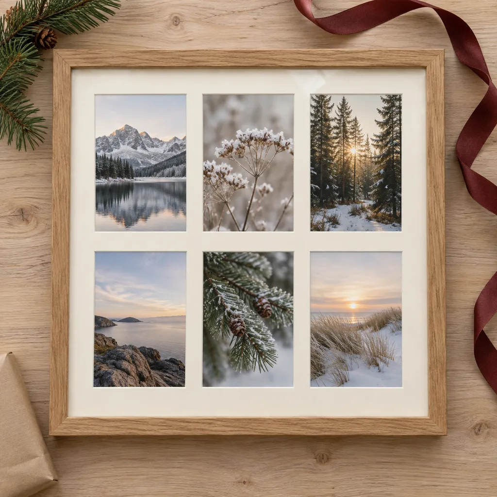Representative photo-style image of multi-opening photo collage frame — generated, not a specific product