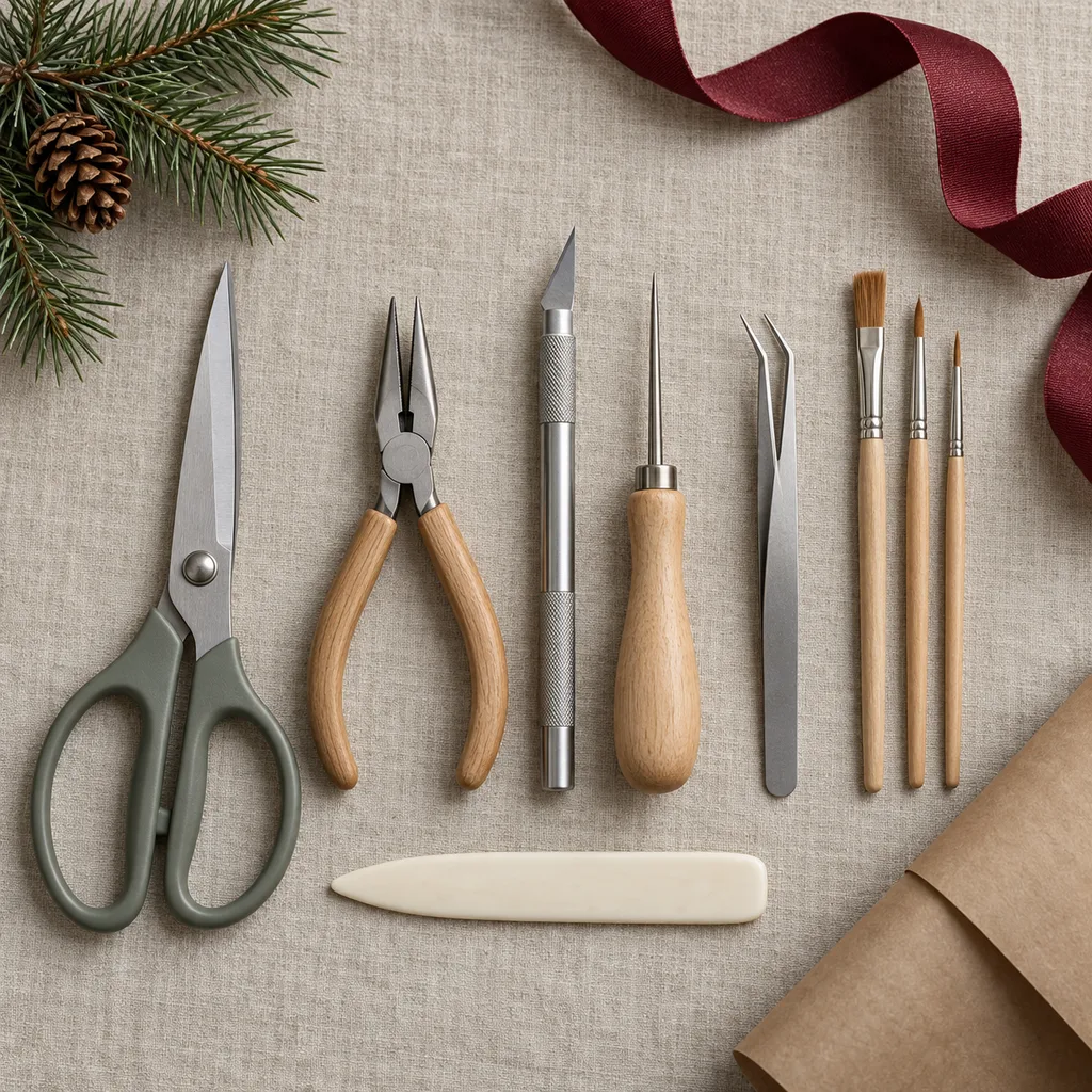 Representative photo-style image of multi-purpose crafting tool assortment — generated, not a specific product