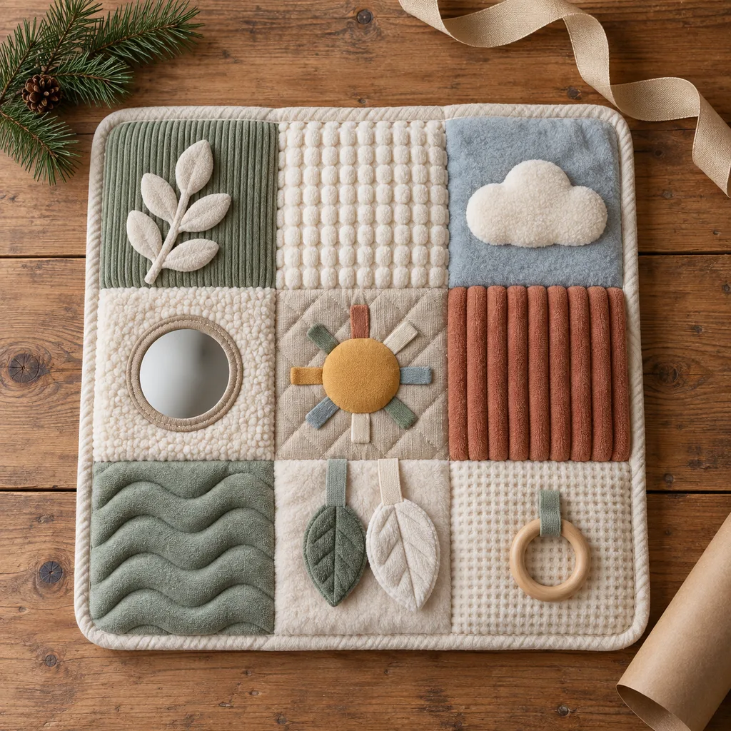 Representative photo-style image of multi-texture sensory play mat — generated, not a specific product