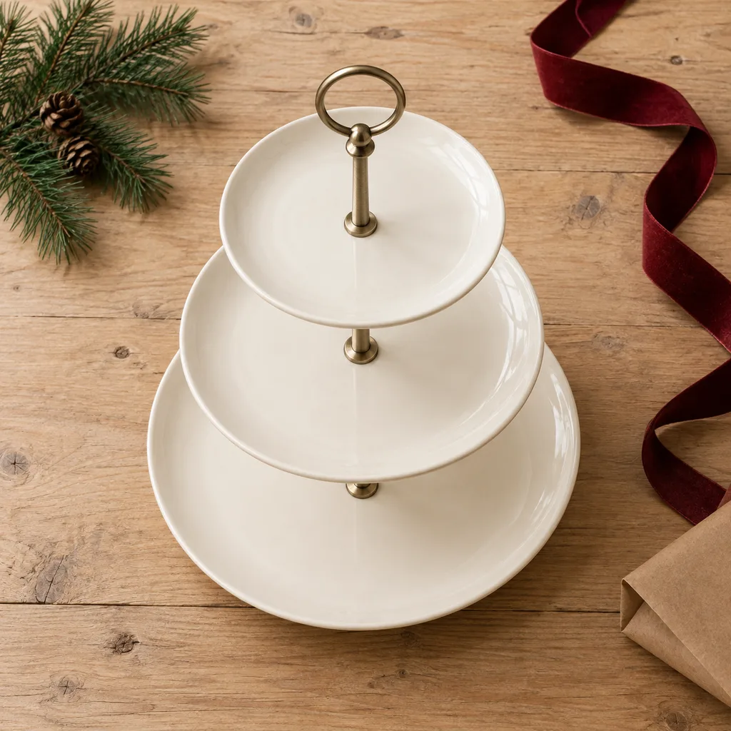 Representative photo-style image of multi-tiered serving stand — generated, not a specific product