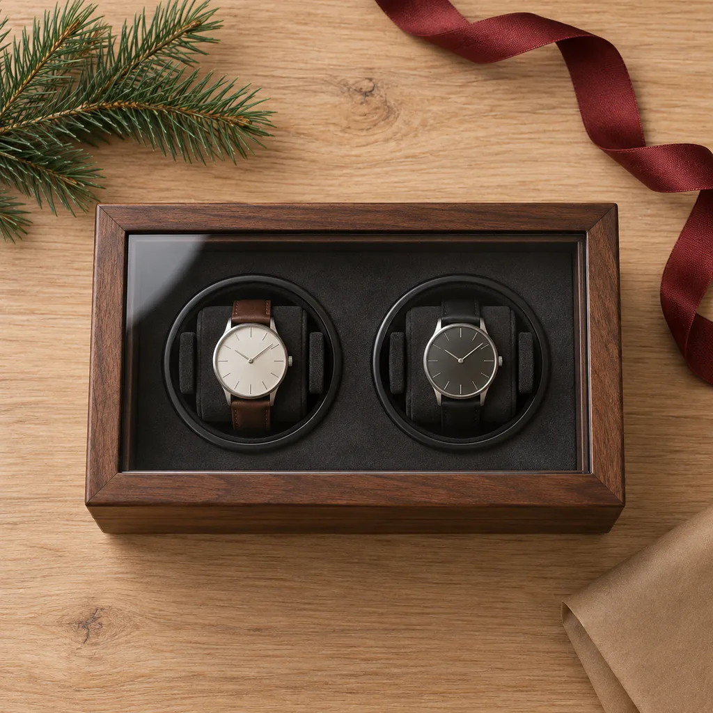 Representative photo-style image of watch winder display case — generated, not a specific product